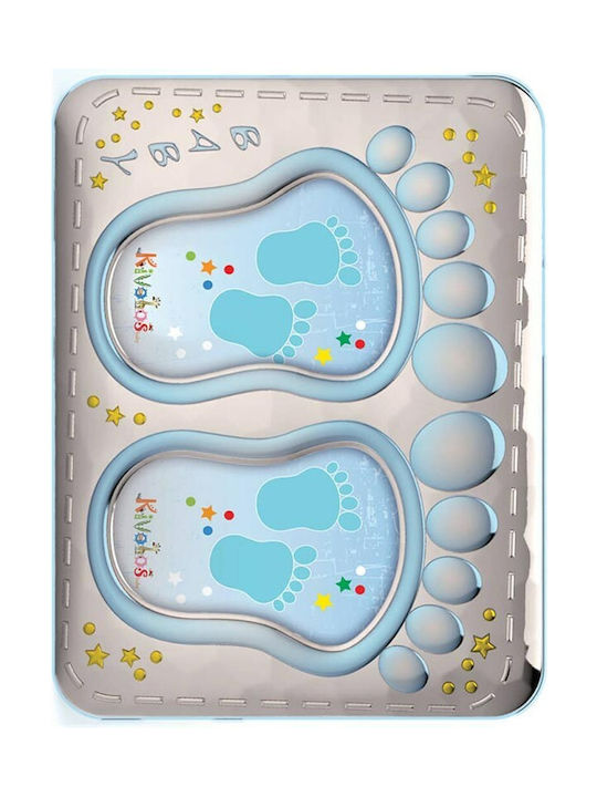 Slevori Fußabdruck Kinder Multiframe Silber Blau 8x11cm