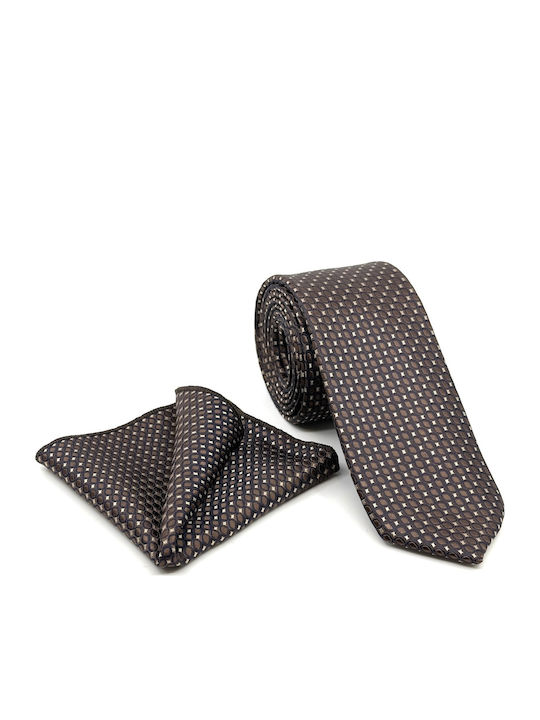 Legend Accessories Тип Micro Комплект Мъжки Кравати Отпечатани в Кафяв Цвят