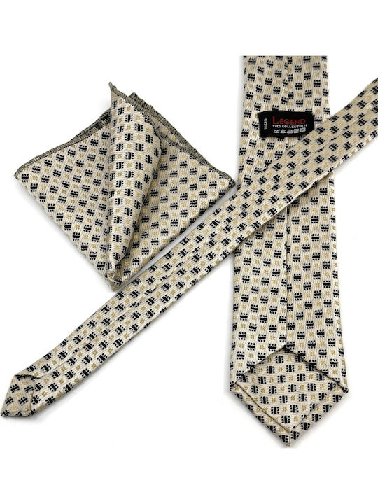 Legend Accessories Typ Micro Herren Krawatten Set Gedruckt in Beige Farbe