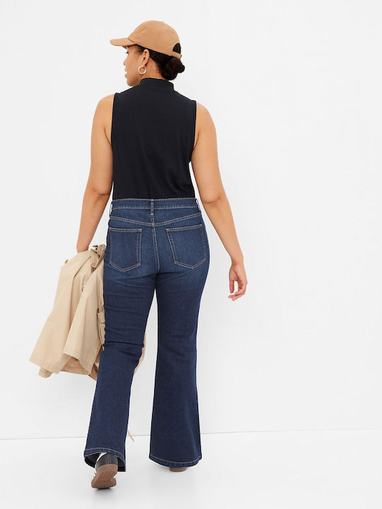 '70s Hoch tailliert Damenjeans Schlaghose Dark Wash