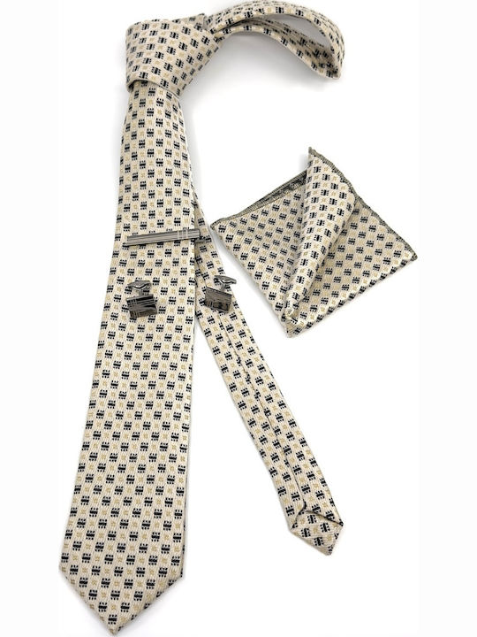 Legend Accessories Typ Micro Herren Krawatten Set Gedruckt in Beige Farbe