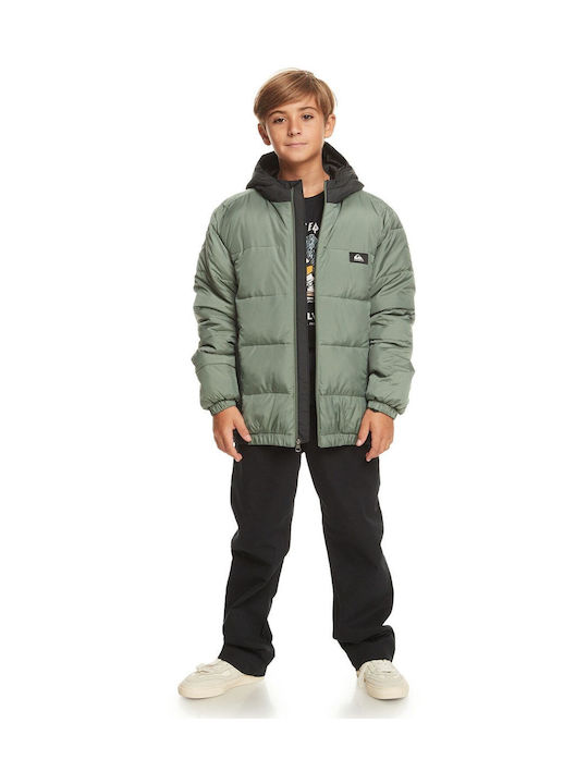 Quiksilver Kids Quilted Jacket Long with Lining & Hood Green