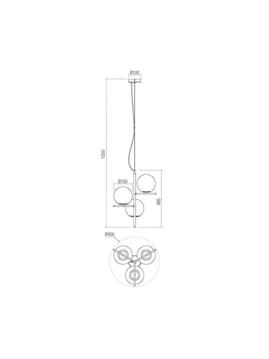 Redo Group Pendant Light Three-Light for Socket E14, E.14 Black