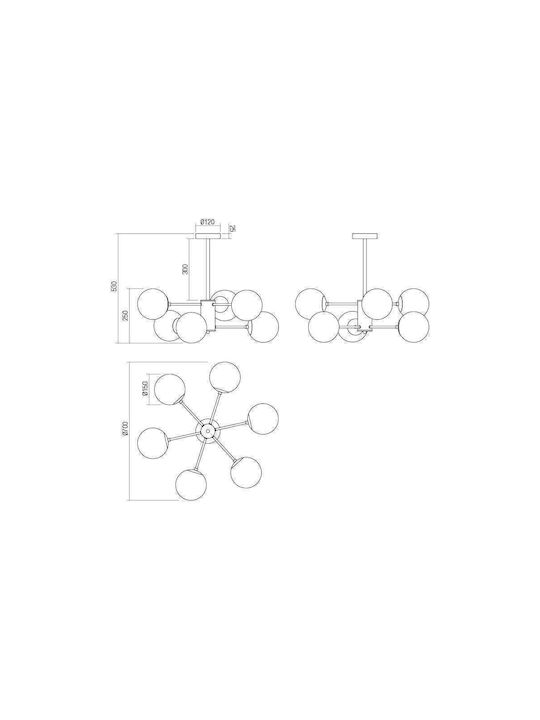 Redo Group Suspendat Candelabru pentru 6 Becuri E14, E.14