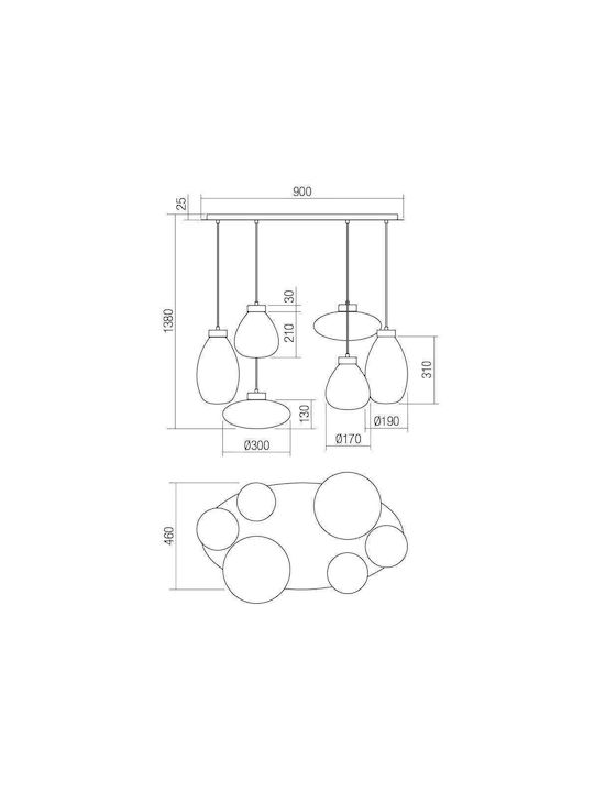 Redo Group Suspendat Candelabru pentru 6 Becuri E27