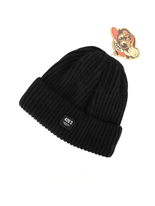 The Dudes Knitted Beanie Cap Black