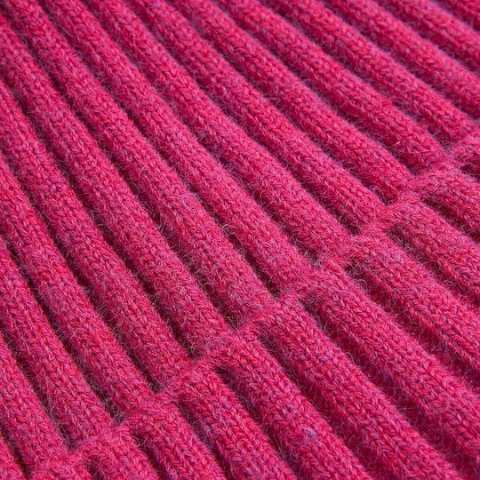 Knitted Fleece Beanie Cap Fuchsia