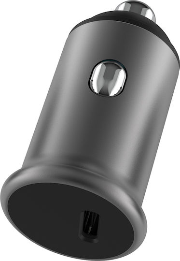 Powertech Car Charger Gray Fast Charging with Ports: 1xUSB 1xType-C