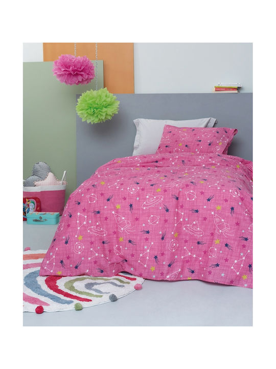 Palamaiki Kids Rod Pocket Glow-in-the-Dark Curtain Luminous Comet Fuchsia 170x260cm