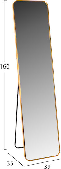 Freebox Oglindă De Podea Cu Cadru Din Aluminiu Auriu 160x39cm