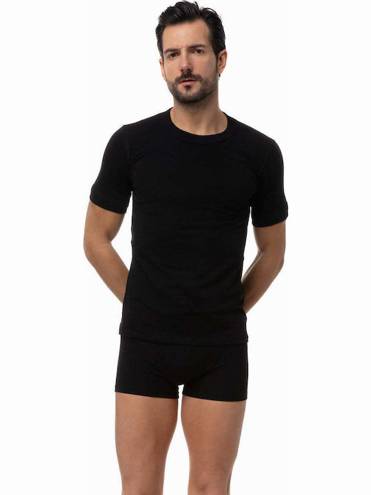 Men's Undershirts Short-sleeved in Black Color 2Pack