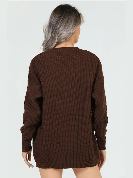 Concept Women's Knitted Cardigan Brown colour