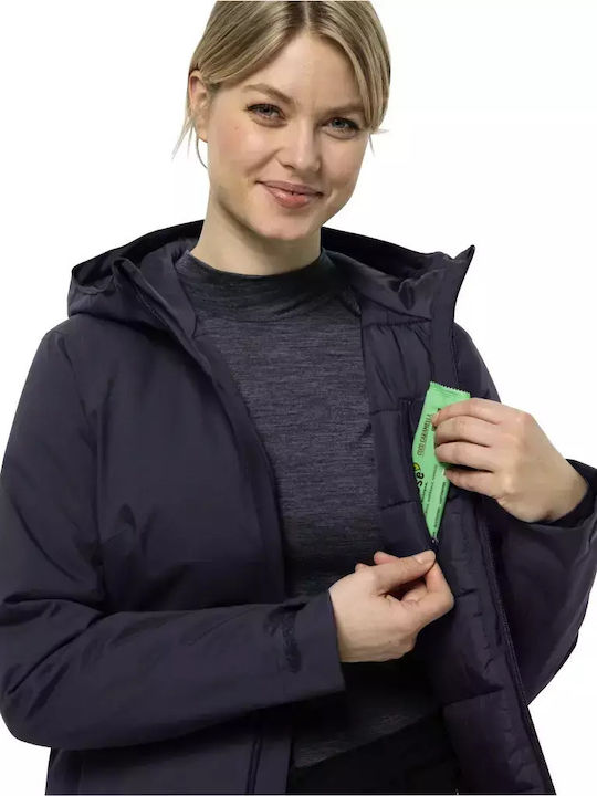 Lang Damen Puffer Jacke für Winter Gray