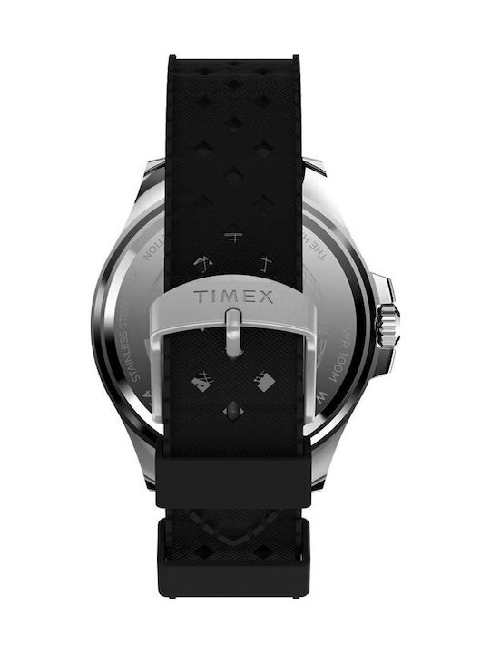 Timex Harborside Ανδρικό Ρολόι 43mm Μπαταρίας με Μαύρο Καουτσούκ Λουράκι