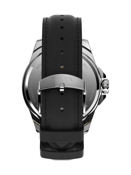 Timex Essex Avenue Ceas Bărbați 44mm Baterie Cu Curea Din Piele Neagră