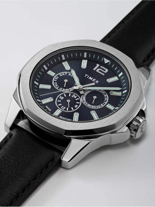 Timex Essex Avenue Ceas Bărbați 44mm Baterie Cu Curea Din Piele Neagră