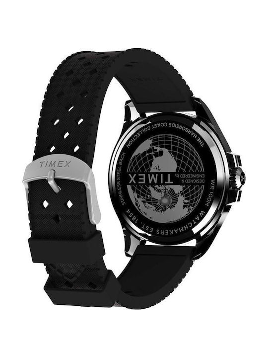 Timex Harborside Ανδρικό Ρολόι 43mm Μπαταρίας με Μαύρο Καουτσούκ Λουράκι