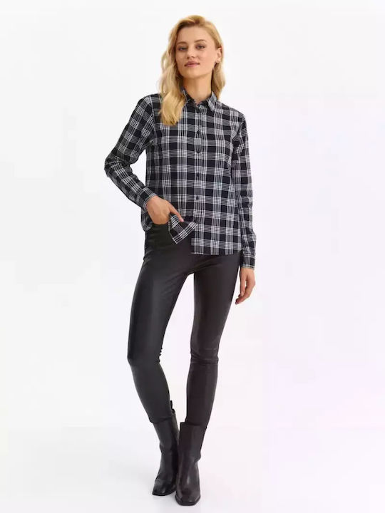 Make your image Women's Checked Long Sleeve Shirt Black