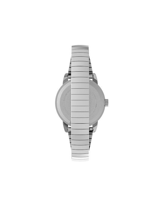 Timex Easy Reader Γυναικείο Ρολόι 25mm Μπαταρίας με Ασημί Μεταλλικό Μπρασελέ