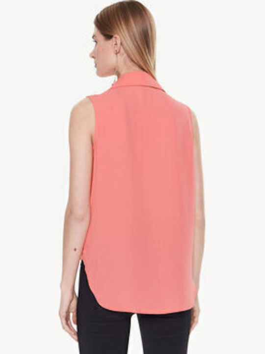 Damen Bluse Ärmellos Pink