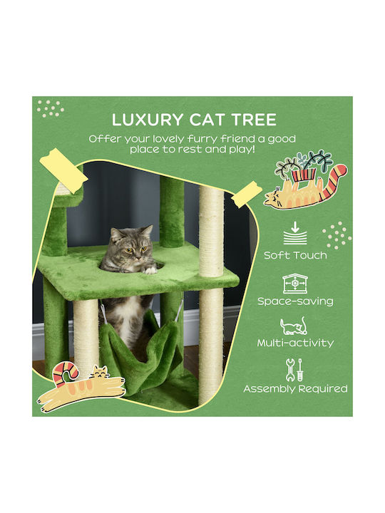 Pawhut Cats Scratching Post Cat Trees Green 49x49x142cm