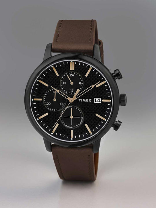 Timex Chicago Men's Watch Chronograph Battery with Brown Leather Strap