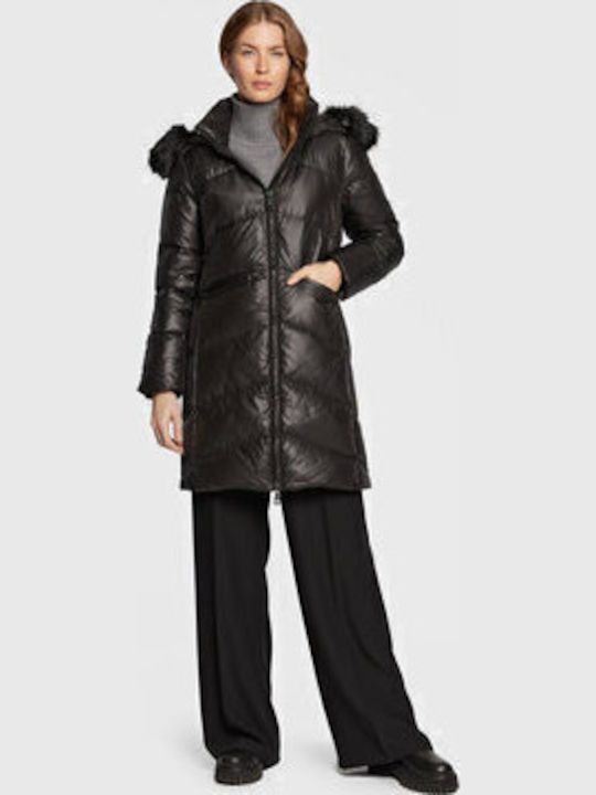 Kurz Damen Puffer Jacke für Winter Black.