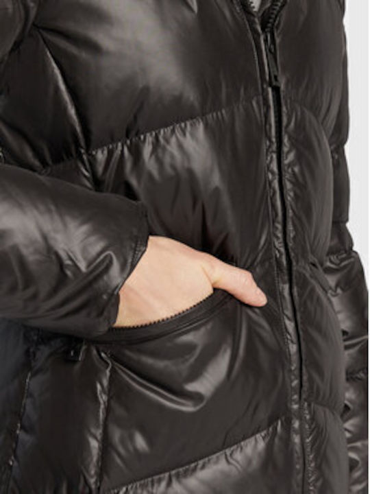 Kurz Damen Puffer Jacke für Winter Black.