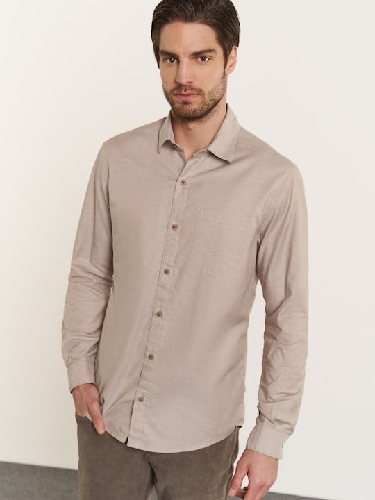 Edward Jeans Men's Shirt Long-sleeved Beige