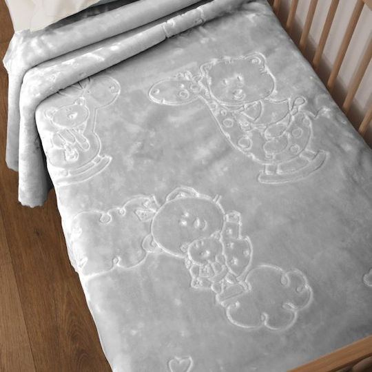 Anna Riska Pătură Pepinieră Swaddling pături Bear Catifea Gri Gray 110x80cm