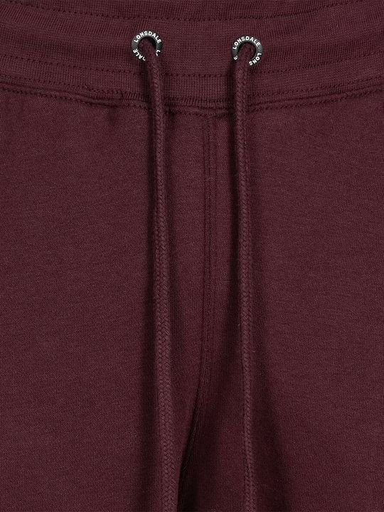 Lonsdale Wellingham Παντελόνι Φόρμας με Λάστιχο Fleece Oxblood