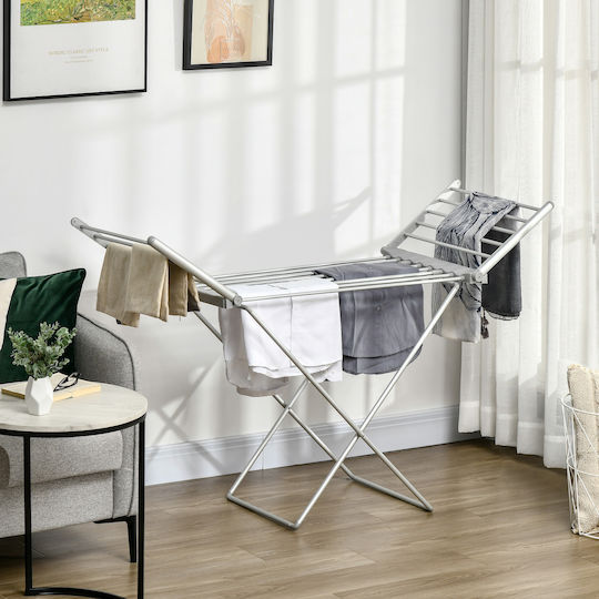 HomCom Aluminum Folding Electric Floor Clothes Drying Rack 144x53cm