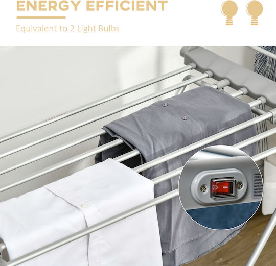 HomCom Aluminum Folding Electric Floor Clothes Drying Rack 144x53cm