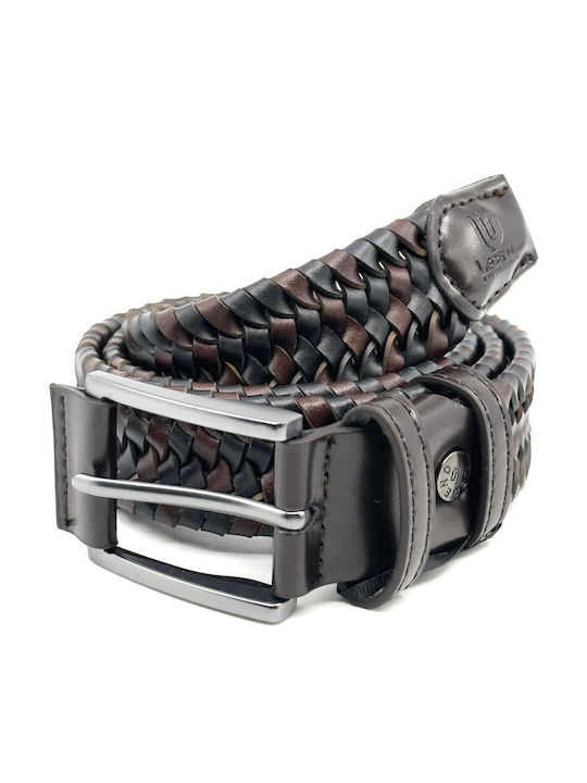 Elastic Men's Belt Leather Knitted Black