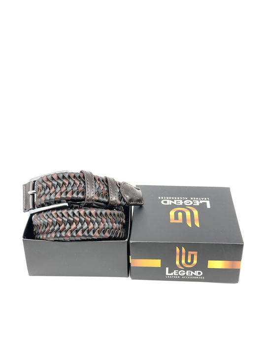 Elastic Men's Belt Leather Knitted Black