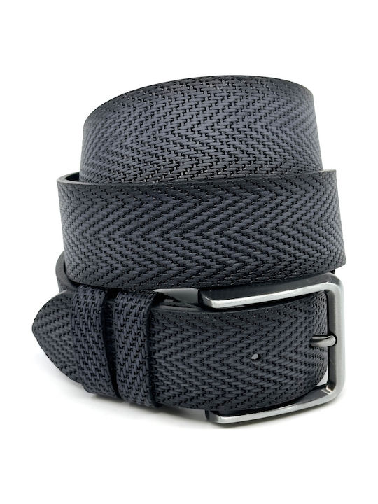 Wide Men's Belt Leather Blue