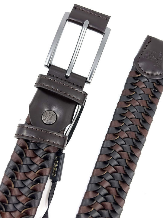 Elastic Men's Belt Leather Knitted Black