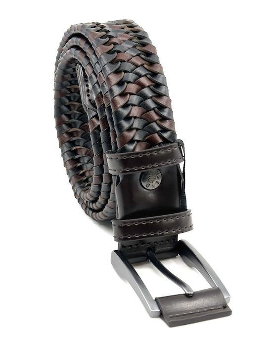 Elastic Men's Belt Leather Knitted Black