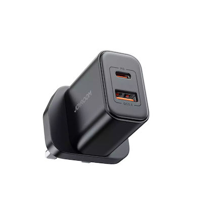 Joyroom Încărcător Fără Cablu cu Port USB-A și Port USB-C 20W Livrarea energiei Negruς (JR-TCF05 UK)