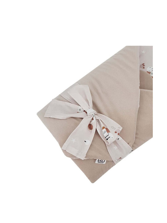 Ekokids Κουβέρτα Αγκαλιάς & Λίκνου Beige Bees Βελουτέ Μπεζ 75x75εκ.