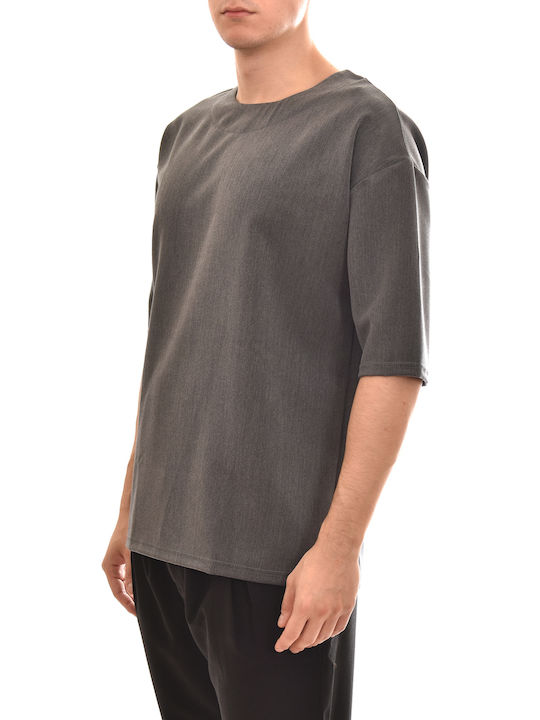 Twin Black Men's Short Sleeve Blouse Charcoal