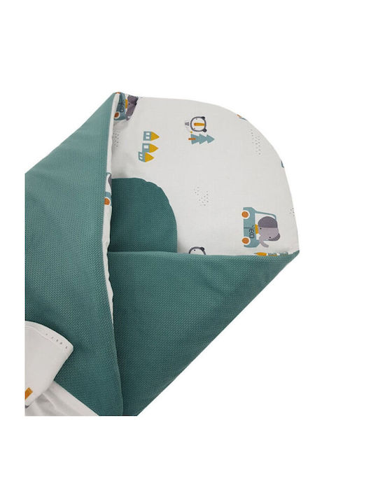 Ekokids Decke Wickeltücher für Kinderzimmer Mint Cars Samt Grün 75x75cm