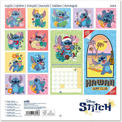 Grupo Erik Stitch Daily Wall Mounted Diary 2024 30x30cm