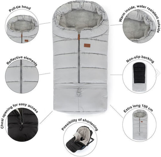 Petite & Mars Jibot Sac de picioare pentru cărucior Negru cu căptușeală Fleece 100x48εκ.