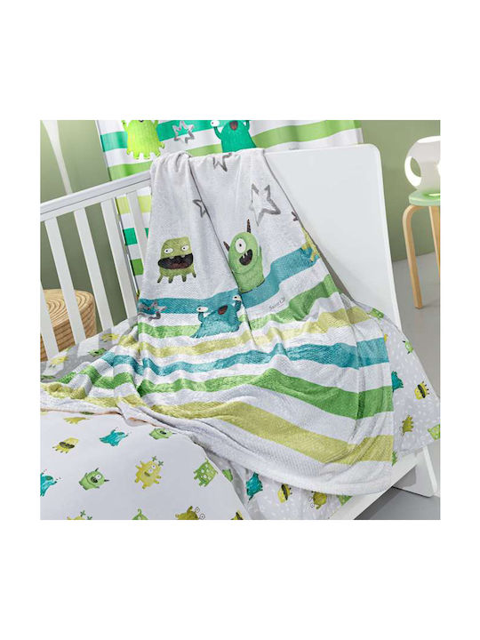 Saint Clair Κουβέρτα Fleece Monsters Lime 110x140εκ.