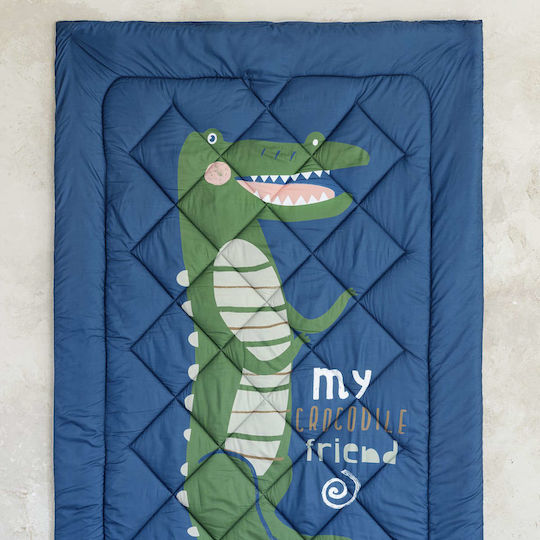 Nima Детско покривало Единично с Микрофибърно пълнеж Crocodile Син 160x240cm