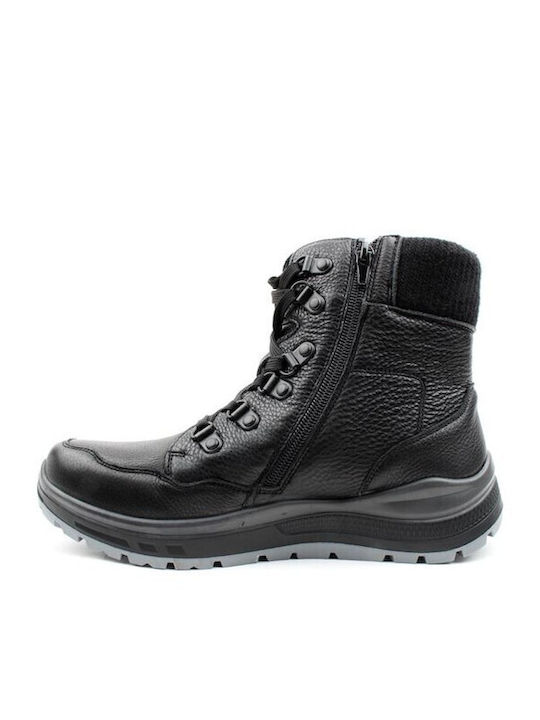 Leather Black Men's Boots Waterproof Anatomical