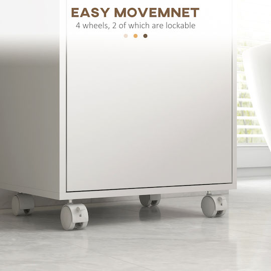 Kleankin Bathroom Cabinet L40xW30xH88cm White