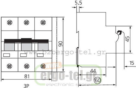 Kripal Αυτόματη Ασφάλεια 80A Τριπολική AC 209-001253080