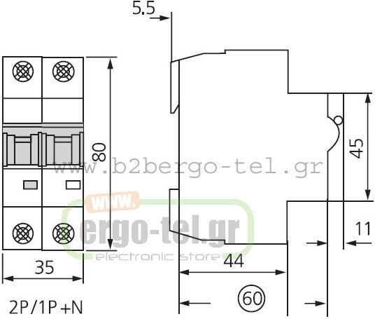 Kripal Αυτόματη Ασφάλεια 16A Διπολική AC 209-001100216